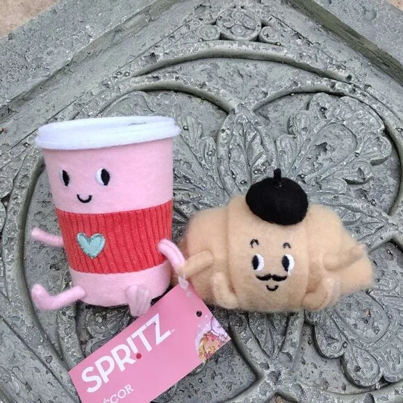 Target Spritz Felt Coffee & Croissant Duo Valentine's Day Figurine 2025 NEW - Picture 9 of 9